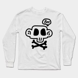 Funny Skeleton Head scream Boo Long Sleeve T-Shirt